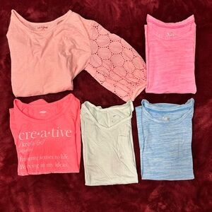 Cat & Jack / Justice girls short sleeve shirts, lot of 5, size 10, used